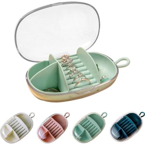 Portable Jewelry Box Travel Jewelry Storage Box Organizer Capsule with Lid Removable Lining for Rings Ear Studs Necklaces Holder