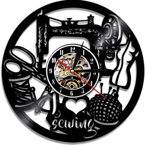 I Love Sewing Wall Clock Sewing Machine Vinyl Record Wall Clock Modern Design Love To Sew For Sewing Shop Art Women Mother Gift