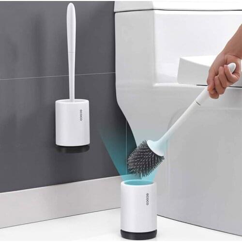 ECOCO Wall-Mount Toilet Brush TPR Soft Bristles Toilet Cleaner Tools Bathroom Cleaning Brush with Bucket WC Bathroom Accessories