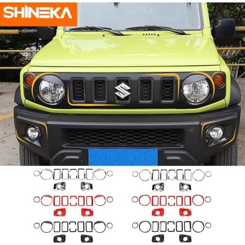 SHINEKA 12PCS Car Front Grille Headlight Turn Signals Fog Lamp Decoration Cover Trim Accessories For Suzuki jimny 2019 2020 2021