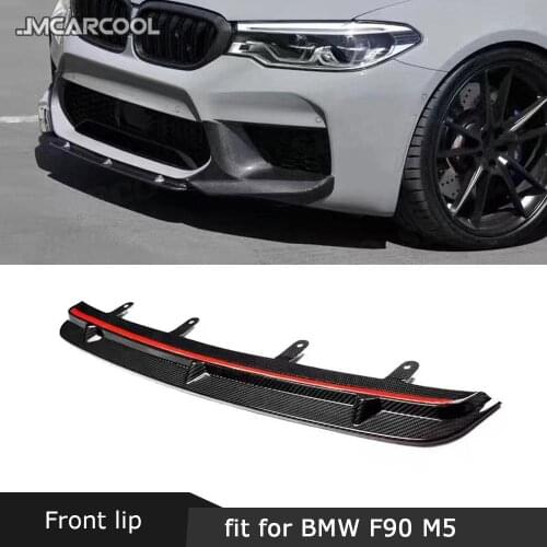For BMW 5 Series F90 M5 2018 2019 Front Bumper Middle Lip Spoiler Dry Carbon Fiber Head Chin Shovel Guard Styling Fiber glass