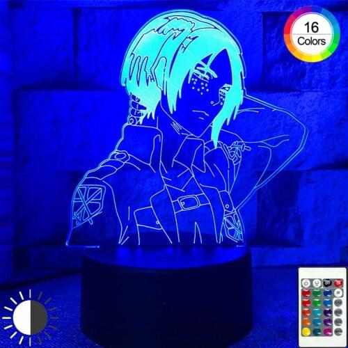 3D Anime LED Lamps Attack on Titan Bedroom Decor 16 Color Atmosphere Night Lights Table Lamp Cool Kid Childrens Holiday Gifts