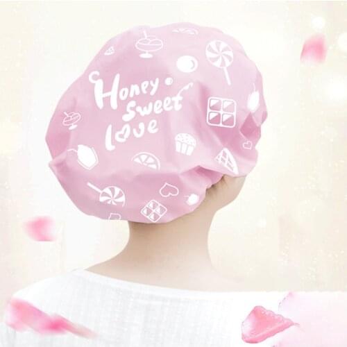 Shower cap waterproof adult womens shower kitchen hat oil-proof cap oil fume ladies hood cap bath waterproof headgear