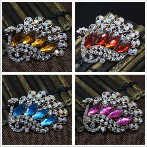 High grade rose peacock gold-color brooches for women noble clothes party ceremony pins jewelry R