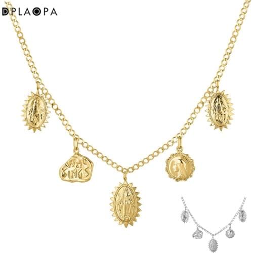 DPLAOPA 925 Sterling Silver Gold Plated Silver Multi Medal Necklace Choker Long Chain Luxury Women Weddng Jewelry Wholesale