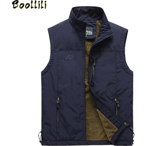 Winter Men Fleece Warm Vest With Many Pockets Autumn Male Casual Thick Multi Pocket Waistcoat New Photographer Sleeveless Jacket