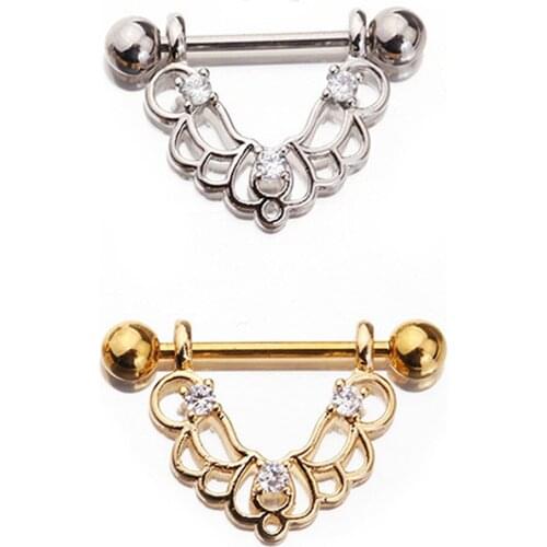 1pc Titanium Nipple Piercing Heart Barbell Opal Nipple Shield Flower Charming Nipple Rings For Women Body Piercing Jewelry
