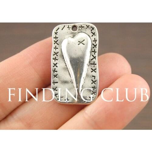 10 pcs Silver Color Patchwork Heart Charms DIY Metal Bracelet Necklace Jewelry Findings A1080