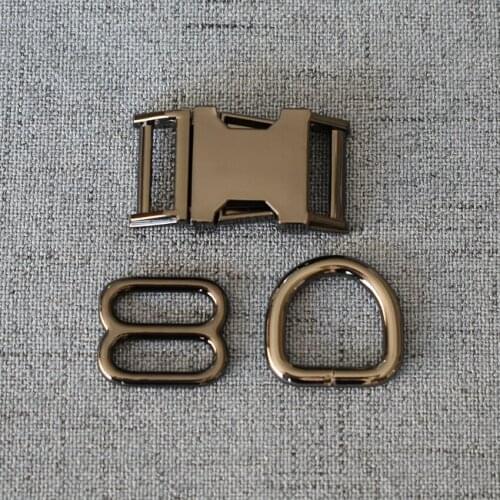 100 Sets 15mm 20mm 25mm Gun Black Slider D Ring Release Belt Buckle For Bag Pet Dog Collar Paracord Sewing Accessory Hardware