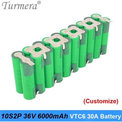 10s 36v battery 18650 pack vtc6 10s2p 36v 42v 6000mah soldering battery for graden tool bike battery customized battery