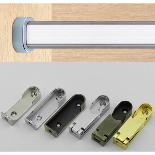 2Pcs Zinc Alloy Wall Mounted Pipe Tube Shower Curtain Wardrobe Clothes Tube Rail Thicken Concealed Supports Bracket Tool