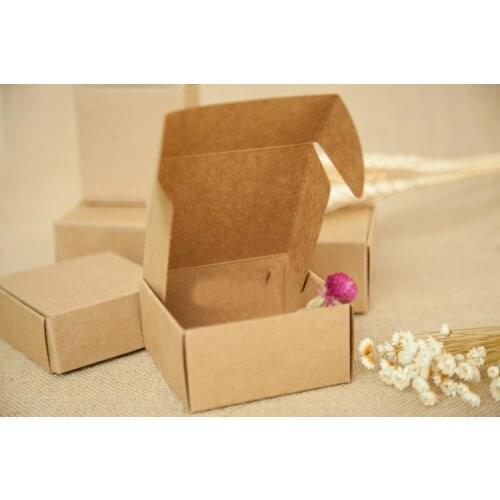 30pcs 4*4*2cm Aircraft Brown Gift Packaging Kraft Paper Box For Jewelry\Wedding\Candy\Chocolate\Cake\Handmade Soap Packing boxes