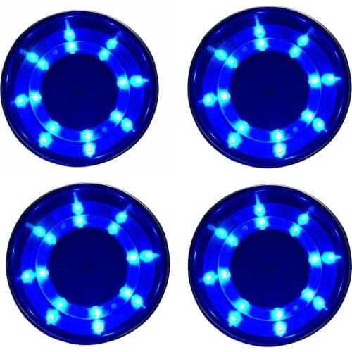 4 Pcs 12V Blue 8 LED Stainless Steel Cup Drink Holder For Marine Boat Car Truck