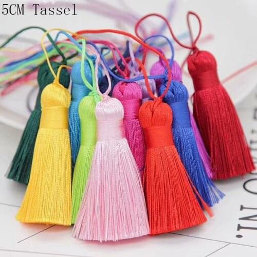 5Pcs/lot 5cm Mini Short Fat Silk Fringed Tassel Sewing Bang Tassel Trim Key Tassels DIY Pendant Embellish Curtain Accessorie
