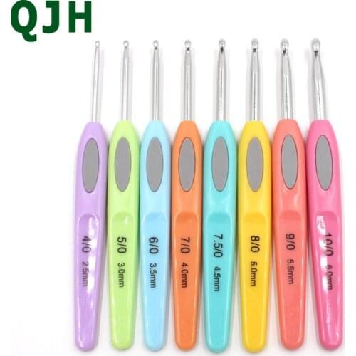 2017 New 8PCs Mixed Metal Hook Crochet Template Kit TPR Aluminum Knitting Needles For Loom Tool Band DIY Crafts