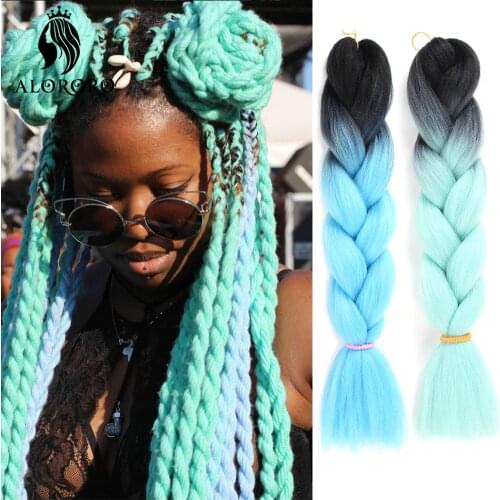 Alororo Afro Hair Braids Synthetic Braiding Hair Extension for Braids 24 Inches Ombre Jumbo Braid Hair 100 Colors Wholesale