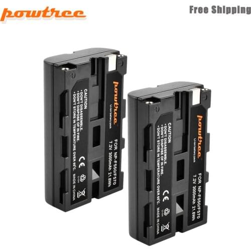 Powtree NP-F550 NP F550 NPF550 Camera Battery for Sony NP-F330 NP-F530 NP-F570 NP-F730 NP-F750 Hi-8 GV-D200 D800 TRV81 SC55 L50