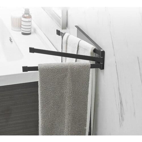 Anti-Rust Stainless SteelBathroom Towel Holder Bath Rail Hanger Towel Holder 3 Swivel Bars Bathroom Wall Mounted Hanger Holder