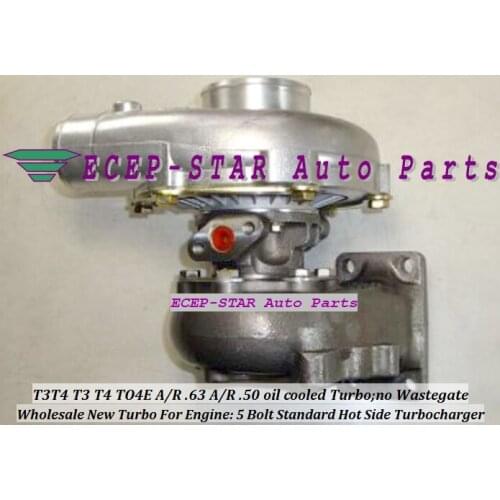 Free Ship Oil cooled T3T4 T3 T4 TO4E Universal Turbo Turbocharger compressor A/R .50 turbine A/R .63 T3 flange 300-400HP 5 Bolts