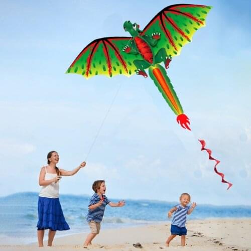1 Set 3D Large Soft Dinosaur Shape Beach Kites with Line Reel Frameless Entertainment Sports Gifts Family Activities Supply
