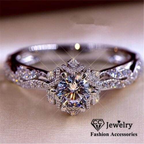 CC Wedding Rings For Women S925 Silver Stamp Hollow Flower Cubic Zirconia Vintage Fine Jewelry Bridal Gift Anniversary CC3135