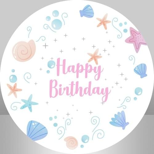 Under Sea Baby Shower Round Background Cover Starfish Shell Kids 1st Birthday Party Decoration Cake Table Cover Elastic