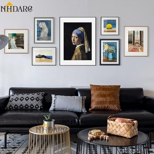 Hot Sale 2020 New Style Vintage Decorative painting Girl With A Pearl Earring Wall Pictures Canvas Print Poster Art Home Decor