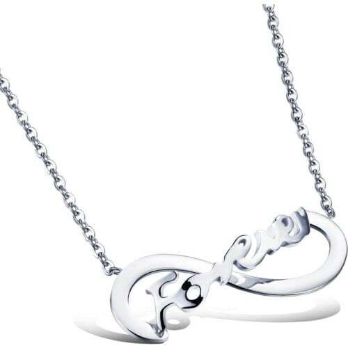 Hotsale New Stainless Steel Silver Color Forever Design Mens Womens Simple Pendant Necklace With Cross Chain 17.7"Wholesale Gift