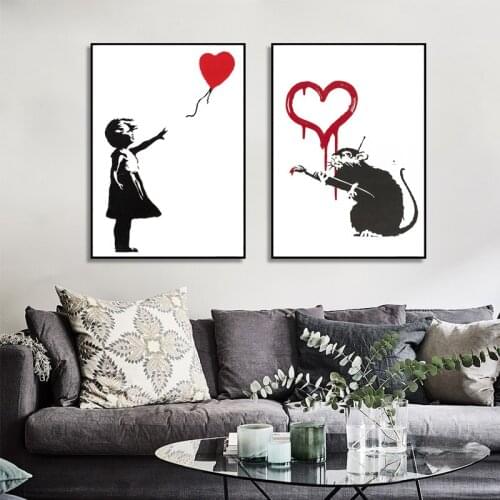 Banksy Graffiti Art Decorative Canvas Painting Popular Wall Picture Posters For Living Room Decoration Home Decor