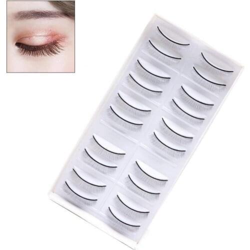 10Pairs Artificial Fiber False Eyelashes Extension Fake Adhesive Practice Lashes for Makeup Cosmetics Beauty Make Up