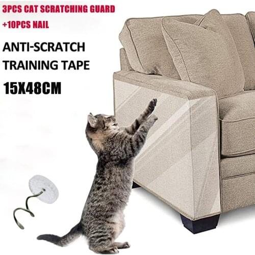 3pcs Cat Scratch Guards Sofa Protector Paw Pad Corner Guard Deterrent Pad Furniture Flexible Vinyl Fit Leather Sofa Couch Door