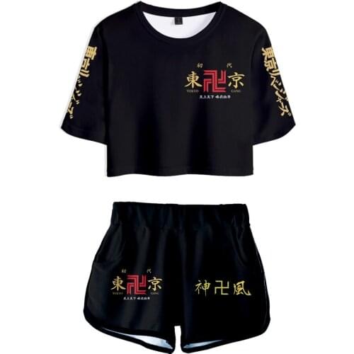 Anime Tokyo Revengers 3D Print Tracksuit Women Two Piece Set Top And Shorts Hanagaki Takemichi Ken Ryuguji Oversize Clothes