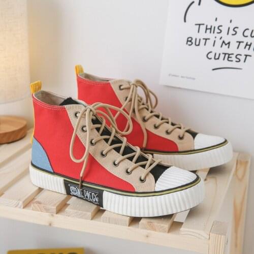 New Trendy Anime Sneakers Men Comfort Flat High top Vulcanized Shoes Men Canvas Shoes Couples Casual Sneakers zapatillas hombre