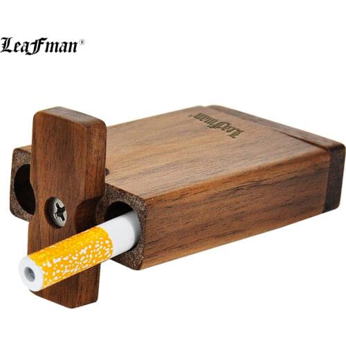 LEAFMAN One To More Walnut Wooden Tobacco Dugout Case With Bottom Smoking Handle Pipe 45*78MM Pocket Size Herb One Hitter Box