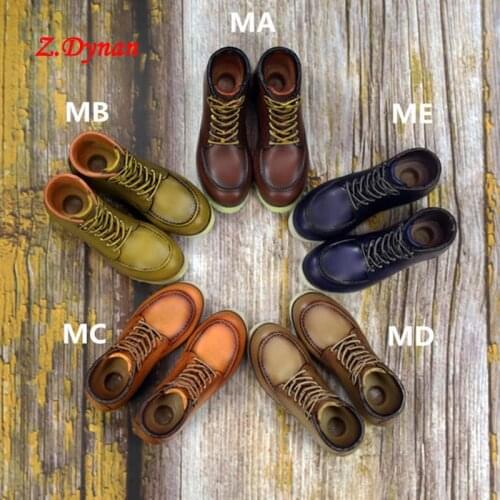 1/6 Scale Male Shoes Mens Retro High-top Locomotive Boots PVC SK005 Model with Feet for 12'' Body