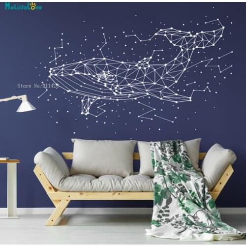 Large Size Whale Stars Constellation Wall Sticker Nebula Sky Office Decor Living Room Vinyl Art Murals Self-adhesive YT3651