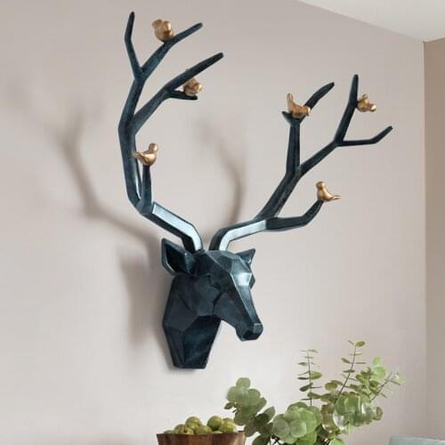 RESIN 3D BIG DEER HEAD WALL DECOR FOR HOME STATUE DECORATION ACCESSORIES ABSTRACT SCULPTURE MODERN ANIMAL HEAD ROOM WALL DECOR
