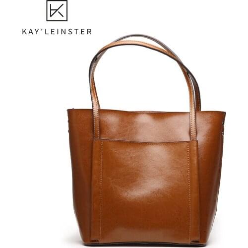 2020 New Genuine Leather Women Handbag Bucket Bags Retro Soild Female Shoulder Bag Large Capacity Luxury Bags Bolsa Feminina