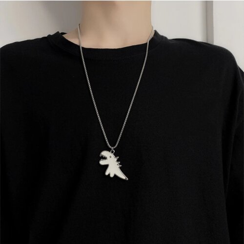 New Cute Dinosaur Necklace lovers Paired Pendants Friends stainless steel Neck Chain Kpop punk collar for Men Women Jewerly