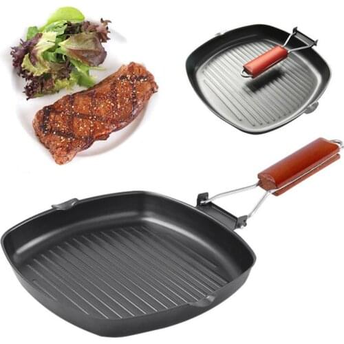 1Set Flat Pan Frying Pan Meat Thickened Folding Barbecue Non-stick Pan Grill Home Cookware Easy Clean Frying Pan Dropshipping