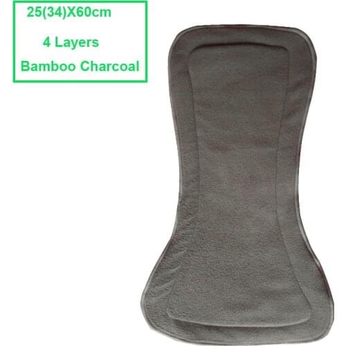 2PCS/5PCS Washable 4Layers Baby Bamboo Charcoal Cloth Nappy Liner Super Absorbent Reusable Incontinence Adult Diaper Insert Pad