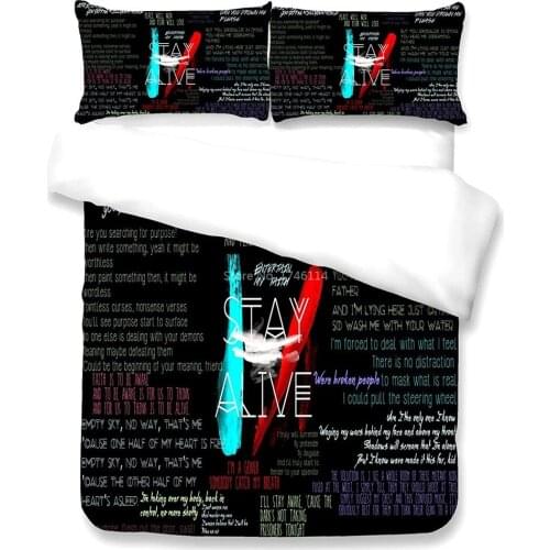 Multicolored English Words Printing Bedding Set Fashion Duvet Cover Set for Kids Adults Twin Full Queen King Size Bed Linens