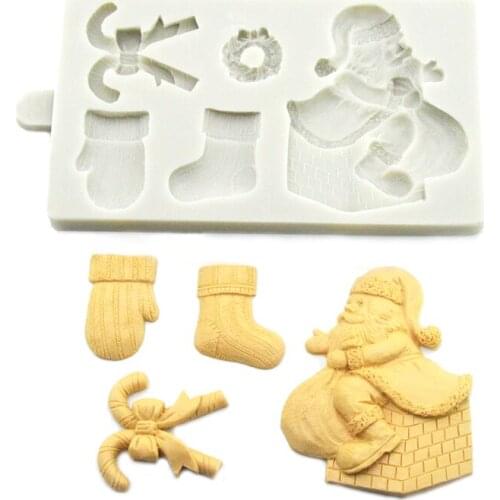 Christmas Santa Claus stockings gloves garland shaped handmade soap chocolate silicone mold for decorating Christmas cake