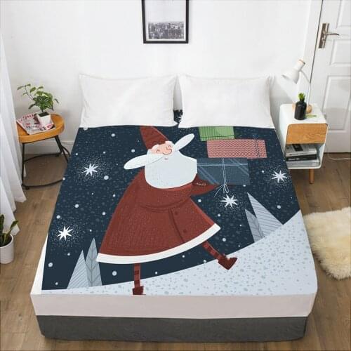 Cartoon Christmas Childrens Elastic fitted sheet bed sheet With An Elastic Band Mattress Cover Bed cover for kids baby White