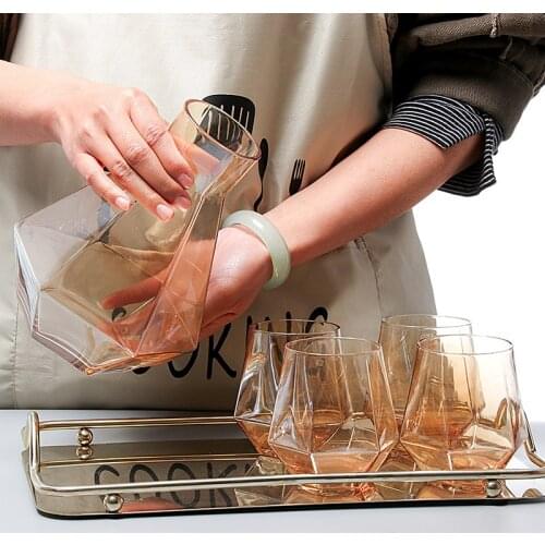 Glass Water Bottles Cool Fruit Juice Tea Pot Lead-free Red Wine Shaker Bottle Decanter Vase Home Decor Kitchen Drinkware Cup Set