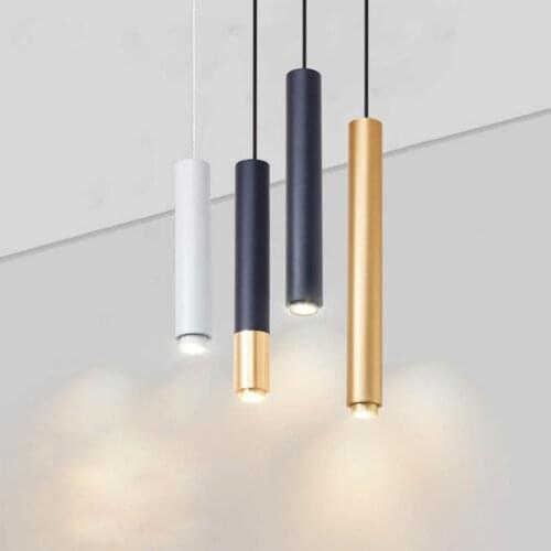 LED Dimmable Long Tube Pendant Lights Adjustable focus droplight Restaurant/Dinning Room/Bar Cylindrical Pendant Lamps Kitchen