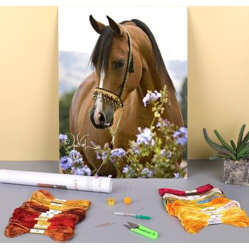 Horse Animal Pre-Printed 11CT Cross-Stitch Embroidery Set DMC Threads Handmade Knitting Hobby Handiwork Needle Jewelry