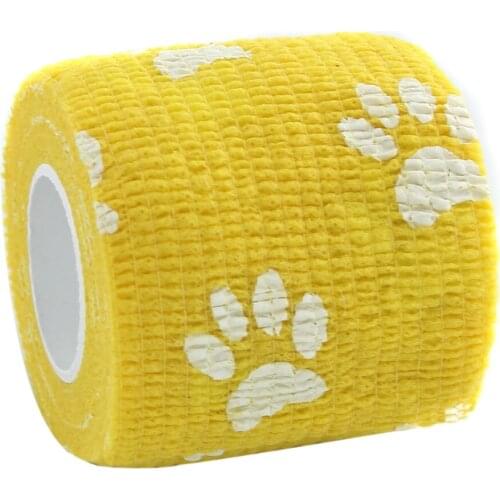 4 Rolls Vet Wrap Bulk, Bandage Wrap Vet Tape - 450cm Long and 5cm Wide - Waterproof & Self Adhesive, Blue & Yellow