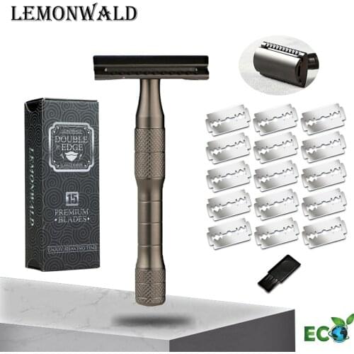 LEMONWALD Womens And Mens Double-Edged Safety Razor With 5 High-Quality Blades, Suitable For All Double-Edged Razors (Neutral)