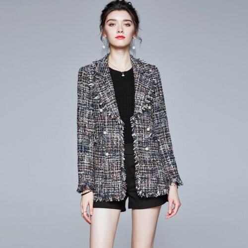 Jackets Tweed Tops Fashion Slim Turn Down Collar Long Sleeve Medium-length Coat Womens clothes flower Womens Coat 882J